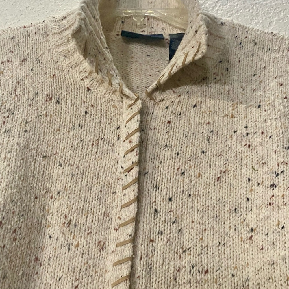 Liz Claiborne Cream Knit Cardigan sweater vintage size Large - Picture 5 of 5